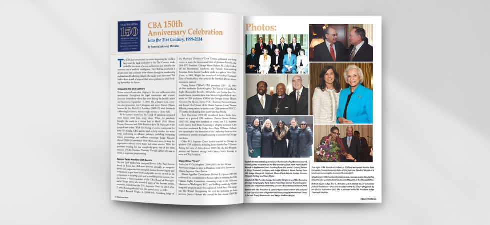 Pam Menaker Authored Article Recognizing Chicago Bar Leaders of the Last Quarter Century