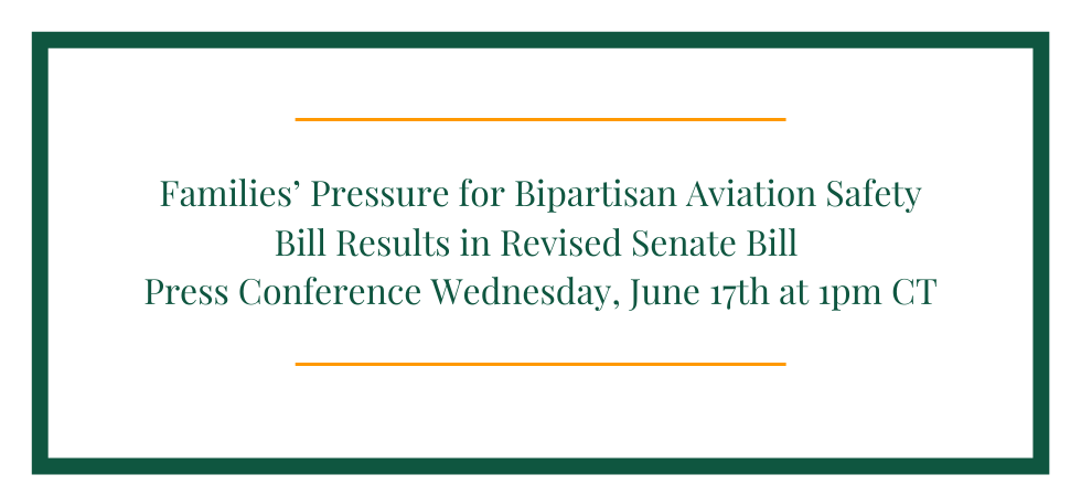 Family Member of Boeing Crash Victim to Testify at Senate Hearing Along with FAA Administrator Dickson – Virtual Press Conference to be Held 1 p.m. Wednesday, June 17